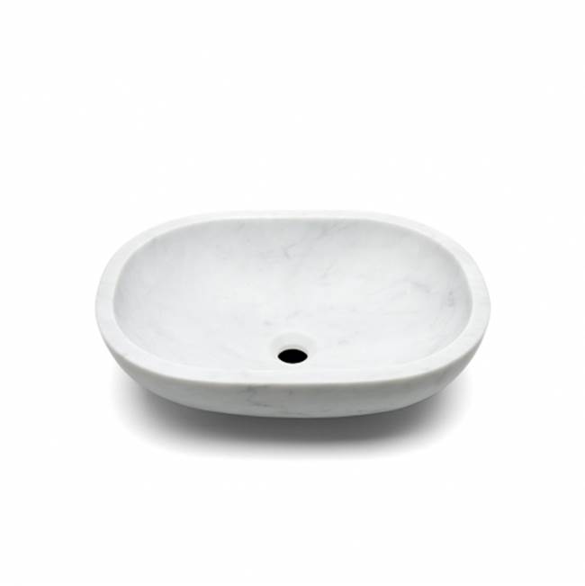Waterworks Sten Oval Marble Vessel Sink 20 3/4'' x 16'' x 6 1/2'' in Carrara Bianco