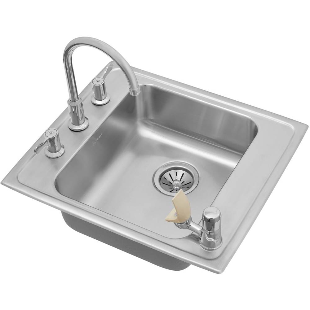 Elkay Lustertone Classic Stainless Steel 22'' x 19-1/2'' x 6-1/2'', Single Bowl Drop-in Classroom ADA Sink with Quick-clip Kit