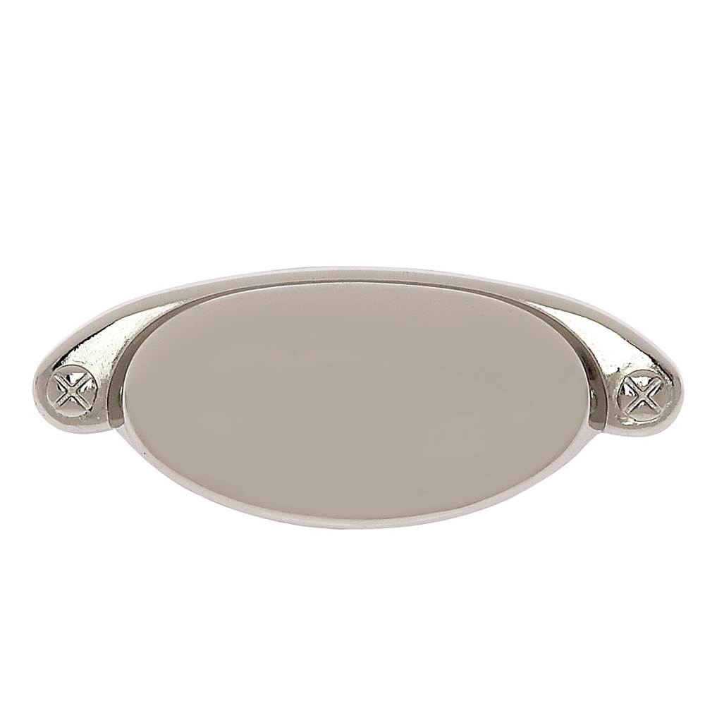 JVJ Hardware Vintage Collection Polished Nickel Finish 2-1/2'' c/c Smooth Cup Pull, Composition Zamac