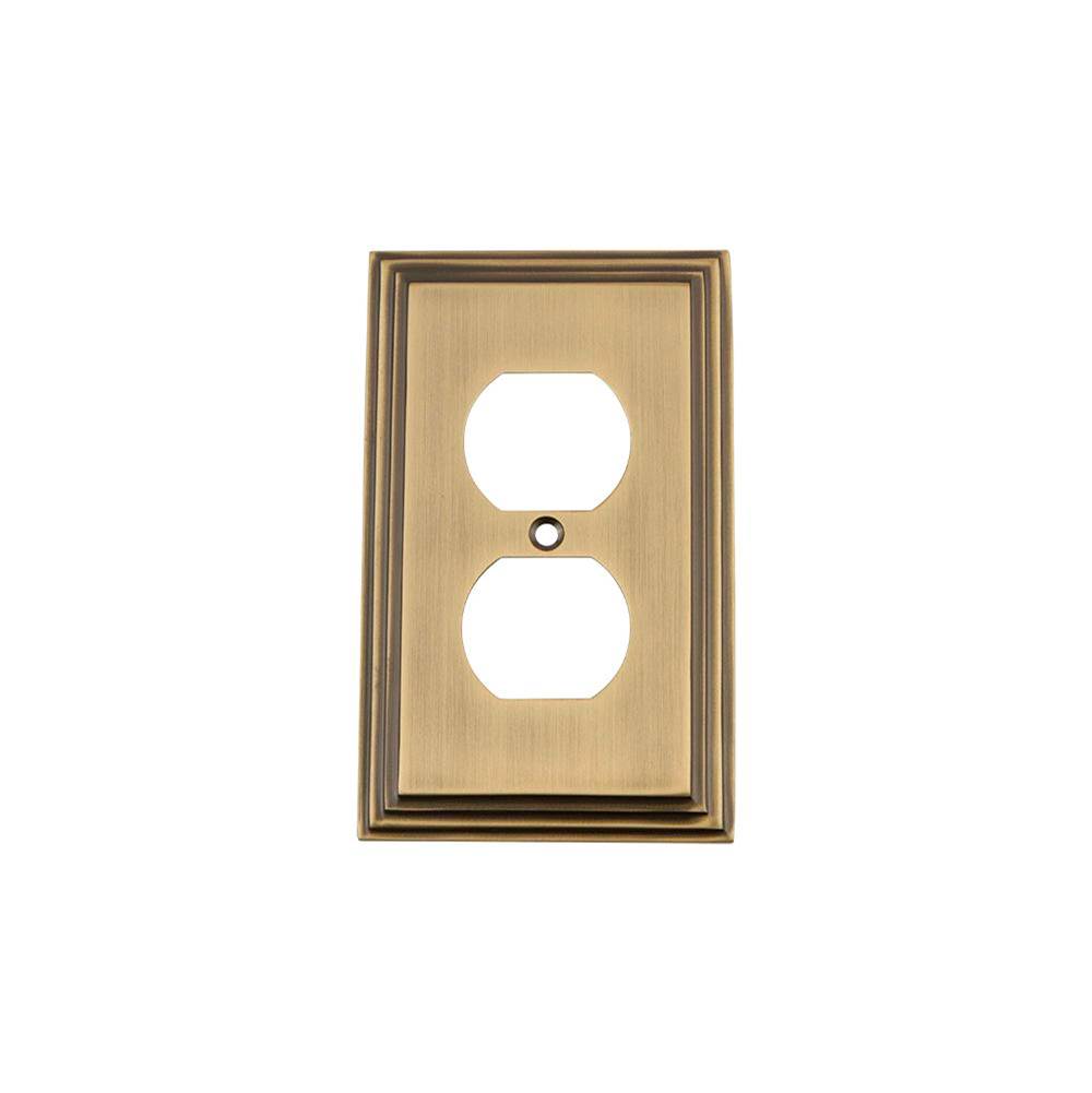 Nostalgic Warehouse Nostalgic Warehouse Deco Switch Plate with Outlet in Antique Brass
