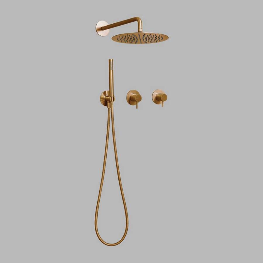 d line Thermostatic Shower With 2 Way Diverter To Handspray 8'' Shower Head Polished Copper