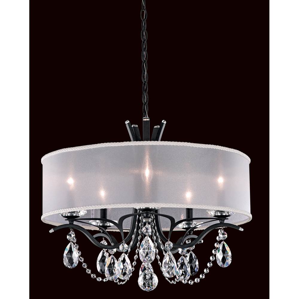 Schonbek Vesca 5 Light 120V Chandelier in Etruscan Gold with Clear Radiance Crystal and Gold Shade