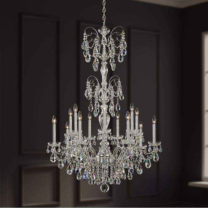 Schonbek Sonatina 14 Light 110V Chandelier in French Gold with Clear Crystals From Swarovski®