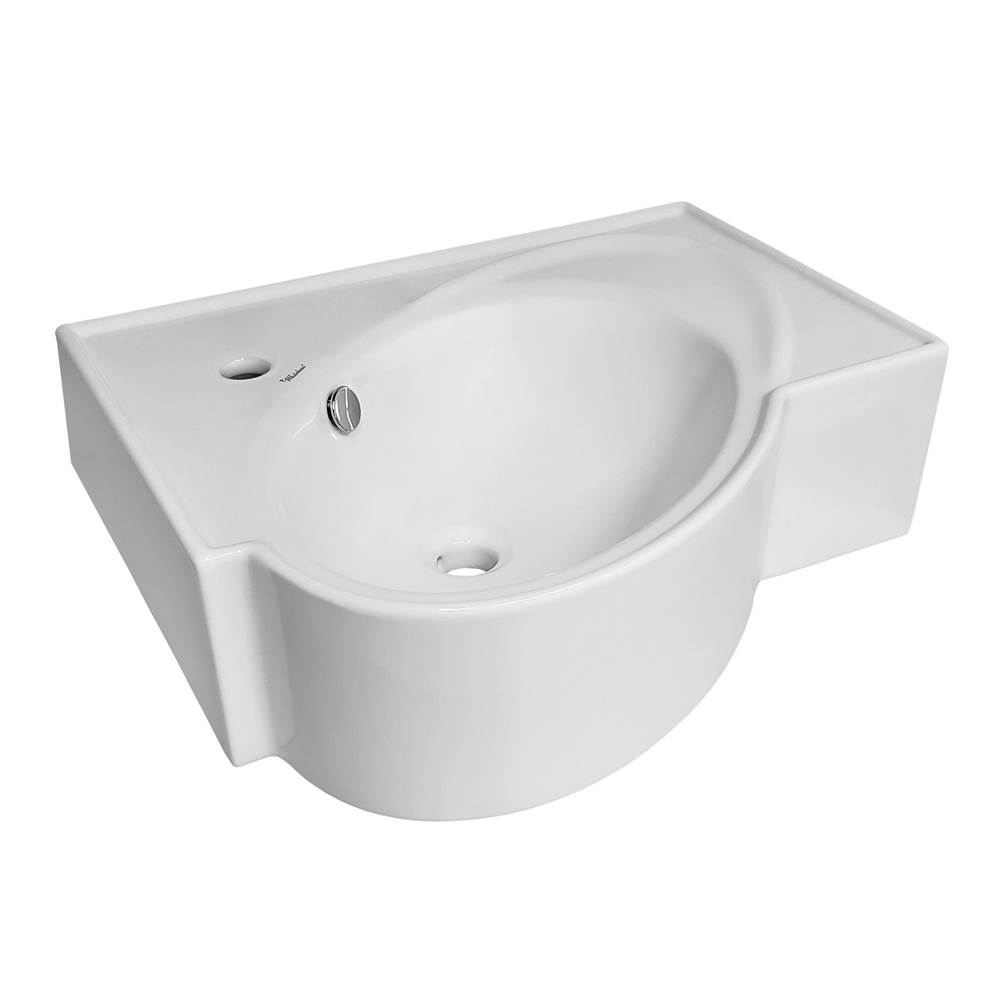 Whitehaus Collection Isabella Collection Rectangular Wall Mount Bathroom Basin with an Integrated Oval Bowl, Overflow, Single Faucet Hole and Rear Center Drain
