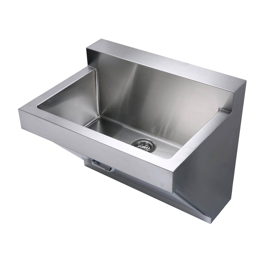 Whitehaus Collection Noah's Collection Brushed Stainless Steel Commercial Single Bowl Wall Mount Utility Sink