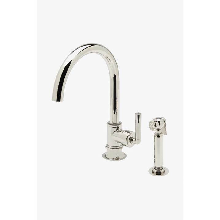 Waterworks Henry One Hole Gooseneck Kitchen Faucet, Metal Lever Handle and Spray in Chrome, 2.2gpm