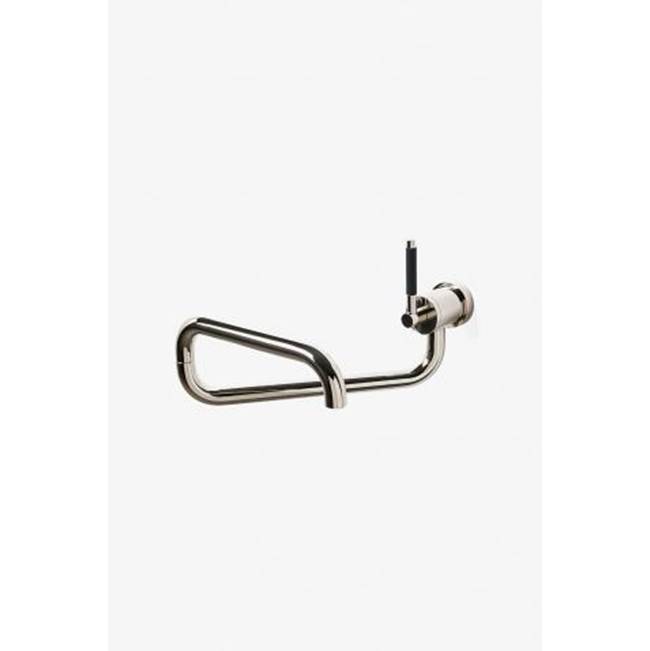 Waterworks Universal Modern Wall Mounted Articulated Pot Filler with Metal Lever Handle in Burnished Nickel