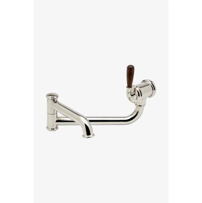 Waterworks Canteen Articulated Pot Filler with Oak Lever Handle in Copper